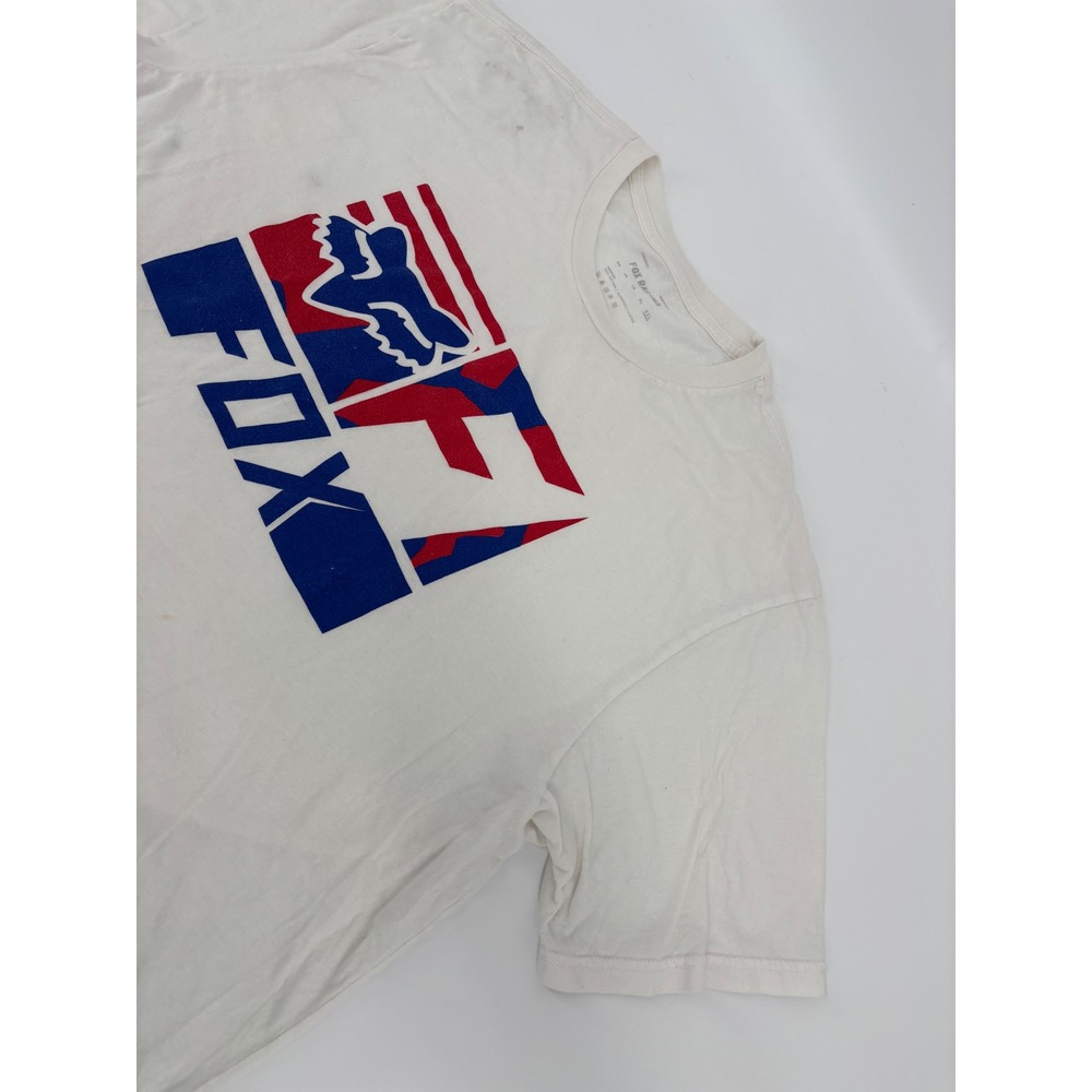 Fox Racing Mens XL White Graphic T-Shirt Short Sleeve Cotton Motocross Tee